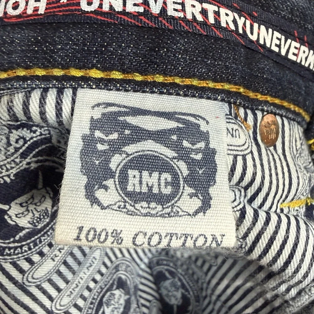 Red Monkey Company RMC Martin Ksohoh Mens Jeans 31x34 Dark Wash Indigo Embroider